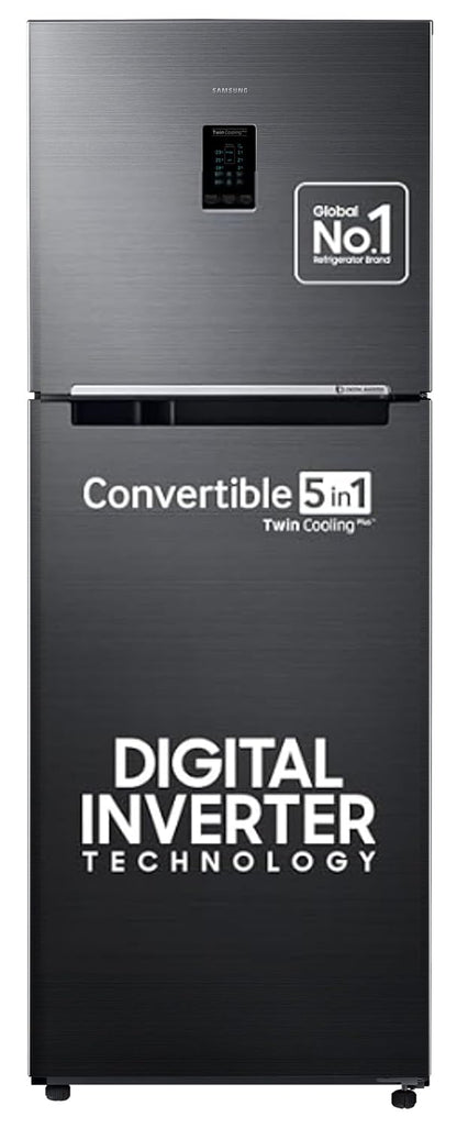 Samsung 322L 3 Star Convertible 5 In 1 Digital Inverter Frost-Free Double Door Refrigerator Appliance (RT37C4523BX/HL,Luxe Black)