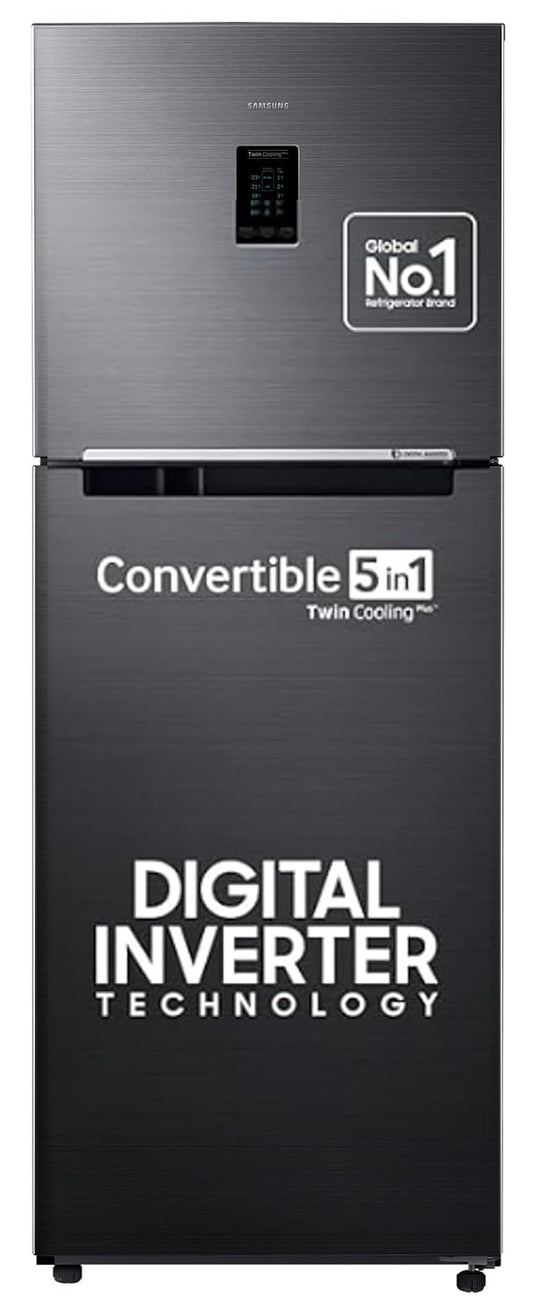 Samsung 322L 3 Star Convertible 5 In 1 Digital Inverter Frost-Free Double Door Refrigerator Appliance (RT37C4523BX/HL,Luxe Black)