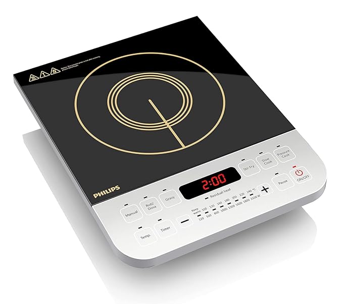 PHILIPS 2100 W Induction Cooktop Touch Panel (Fry Pan, Kadhai, Pressure Cooker, Sauce Pan, Tawa, Black, HD4928/01)