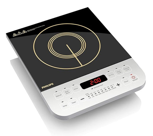 PHILIPS 2100 W Induction Cooktop Touch Panel (Fry Pan, Kadhai, Pressure Cooker, Sauce Pan, Tawa, Black, HD4928/01)