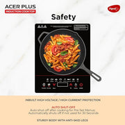 Pigeon By Stovekraft ABS Plastic Acer Plus Induction Cooktop 1800 Watts With Feather Touch Control - Black