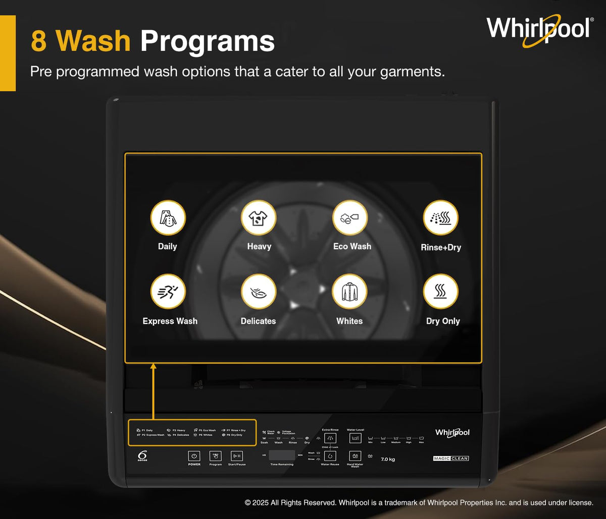 Whirlpool 7 kg Magic Clean 5 Star Fully Automatic Top Load Washing Machine Grey (MAGIC CLEAN 7.0 GENX GREY 5YMW)