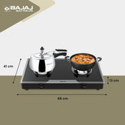 Bajaj 2Brgp7 Stainless Steel Glass Top Gas Stove with 2 Brass Burners, Isi Certified, Anti-Viral & Anti-Bacterial...
