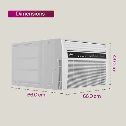 Godrej WIC 18XTC5 WYA 1.5 Ton 5 Star Inverter Window AC | 5-in-1 Convertible Cooling | Copper Condenser | Pure Air Filter| White | Made in India