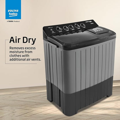 Voltas Beko 9 kg Semi Automatic Top Load Black, Grey (WTT90UHA/OK5B1B1S26)