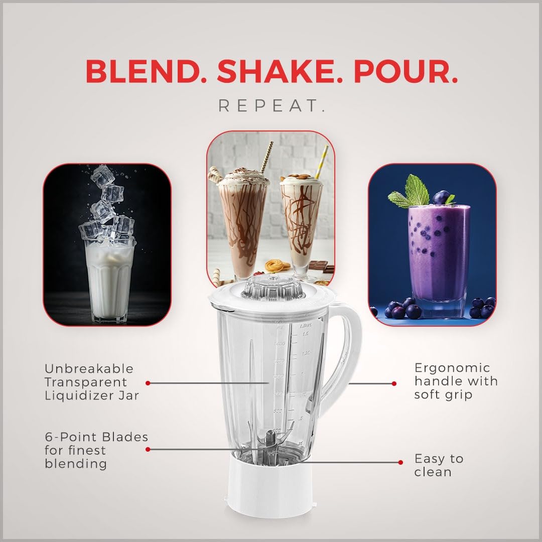 Sujata Powermatic Plus Juicer Mixer Grinder|900 Watts Double Ball Bearing Motor|22000 RPM|Non-Stop 90 Mins Running|2 Jars including 1750ml Blender, 1000ml Grinder Jar| (White)