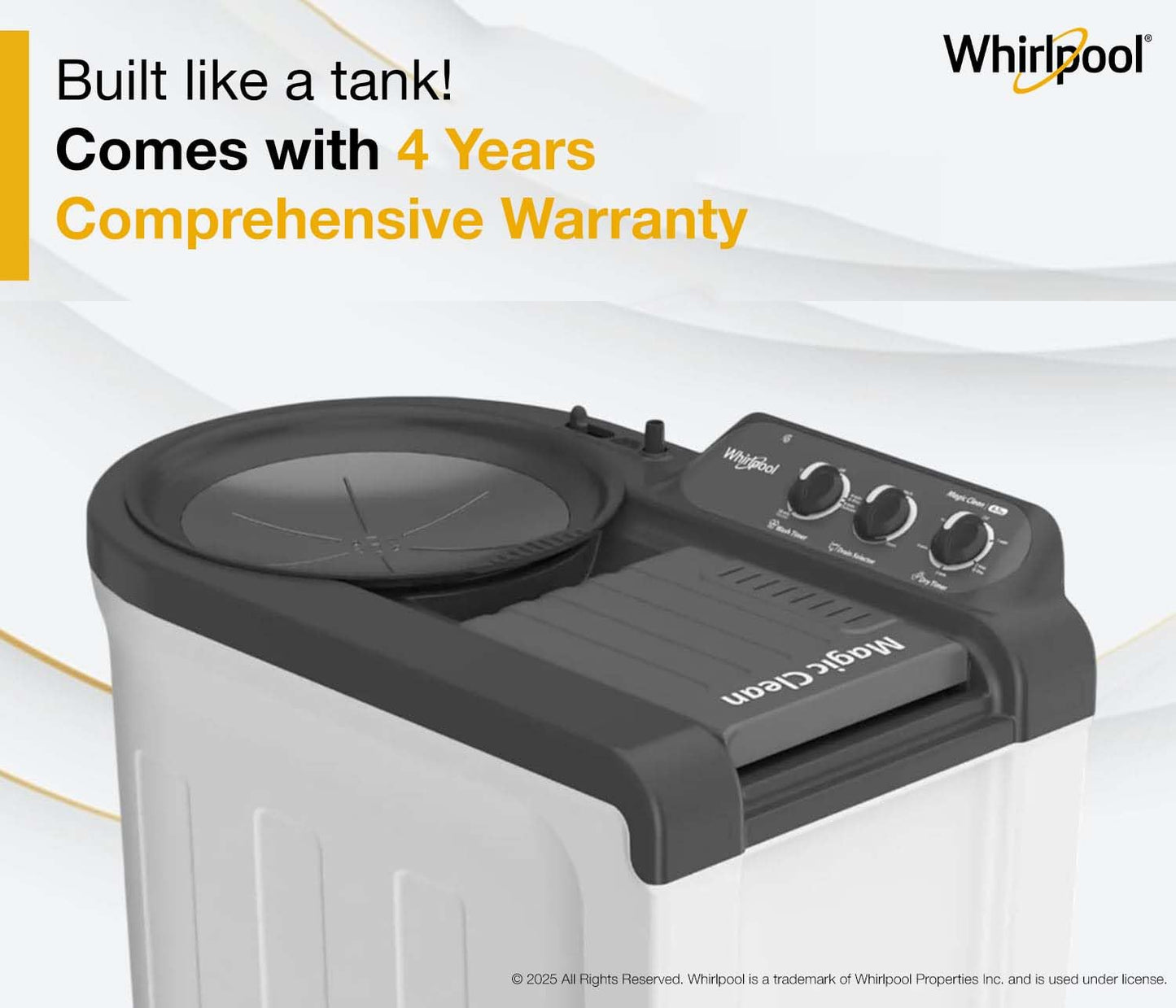 Whirlpool 6.5 Kg 5 Star Magic Clean Semi-Automatic Top Loading Washing Machine (MAGIC CLEAN 6.5 GREY, 4 Year Comprehensive Warranty, 1400 RPM Motor, 5 Year Motor Warranty)