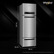 Whirlpool 235 L Frost Free Triple-Door Refrigerator | Zeolite Technology | Microblock Technology(FP 253D PROTTON ROY RADIANT STEEL(Z), Up to 44% Reduction in Cold Air Loss*]