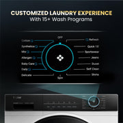 Haier 8 kg 5 Star with Powered by AI-DBT, PuriSteam, 525 mm Super Drum, Inverter Motor, Inbuilt Heater, Washer Fully Automatic Front Load Black, White (HW80-IM12929C)