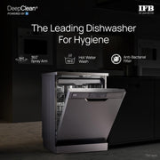 IFB 16 Place Settings (fits up to 95+ utensils)with DeepClean® Technology Powered by AI Freestanding Dishwasher (Neptune VX16, Inox Grey, Largest Capacity Washes upto 92 Utensils, 70° Hot Water Wash)