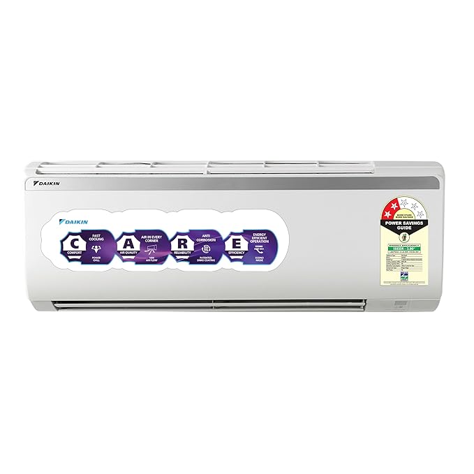 Daikin 1.5 Ton 2 Star Fixed Speed Split AC | 100% Copper Condenser | PM 2.5 Filter | Power Chill Operation | Coanda Airflow | Econo Mode (FTQ50XV - Standard Series, 2026 Model - New BEE Rating) White