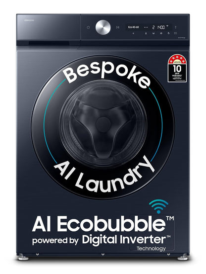 Samsung 12 kg, 5 Star, AI Control, Super Speed, Wi-Fi, Hygiene Steam with Inbuilt Heater, Digital Inverter, Fully-Automatic Front Load Washing Machine (WW12DB8B54GSTL, Navy)