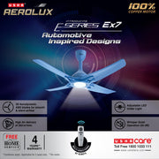 USHA Aerolux EX7 1320 mm Premium Design, Silent Ceiling Fan with Remote Control & LED Under Light (Biscay Blue)