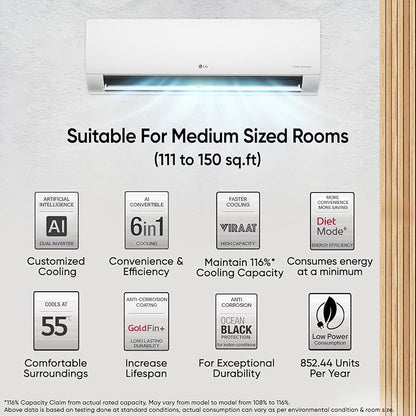 LG 1.5 ton 3 Star Dual Inverter Split Air Conditioner (AS-Q18LNXE)