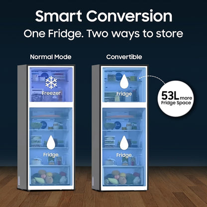 Samsung 256 L, 3 Star, Convertible, Digital Inverter Frost Free Double Door Refrigerator (RT40H30U3FHL, Black DOI, 2026 Model)