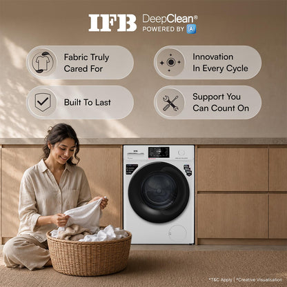 IFB 7 Kg 5 Star, DeepClean® Technology, AI Powered, WiFi, Fully Automatic Front Load Washing Machine (SERENA GXN 7012 CMS, PowerSteam®, 9 Swirl, Steam Refresh, Inbuilt Heater, Eco Inverter, Grey)