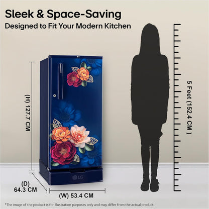 LG 185 L, 2 Star, Direct Cool Single Door Refrigerator (GLD1925XOBK, Blue Klase, Base stand with Drawer, Fit Max Chiller Tray, Works Without Stabilizer, 2026 Model)
