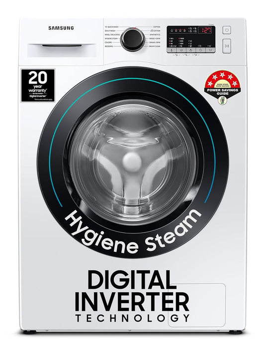 SAMSUNG 8 kg 5 Star Inverter Fully Automatic Front Load Washing Machine (WW80T4040CE1TL, Diamond Drum, White)
