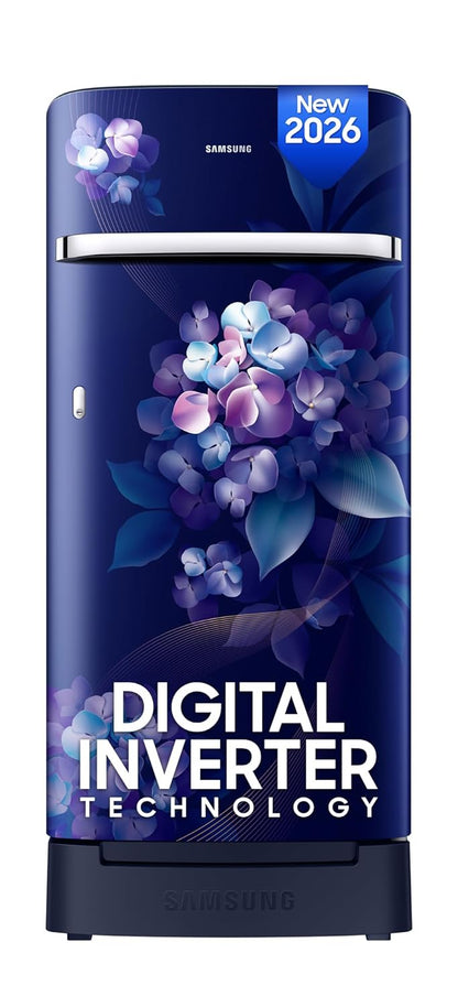 Samsung 215 L, 5 Star, Digital Inverter, Direct-Cool Single Door Refrigerator (RR23H2H35HS/HL, Hydrangea Blue, Base Stand Drawer, Single Touch Defrost, 2026 Model)