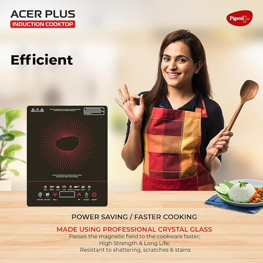 Pigeon By Stovekraft ABS Plastic Acer Plus Induction Cooktop 1800 Watts With Feather Touch Control - Black