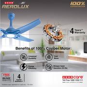 USHA Aerolux EX7 1320 mm Premium Design, Silent Ceiling Fan with Remote Control & LED Under Light (Biscay Blue)