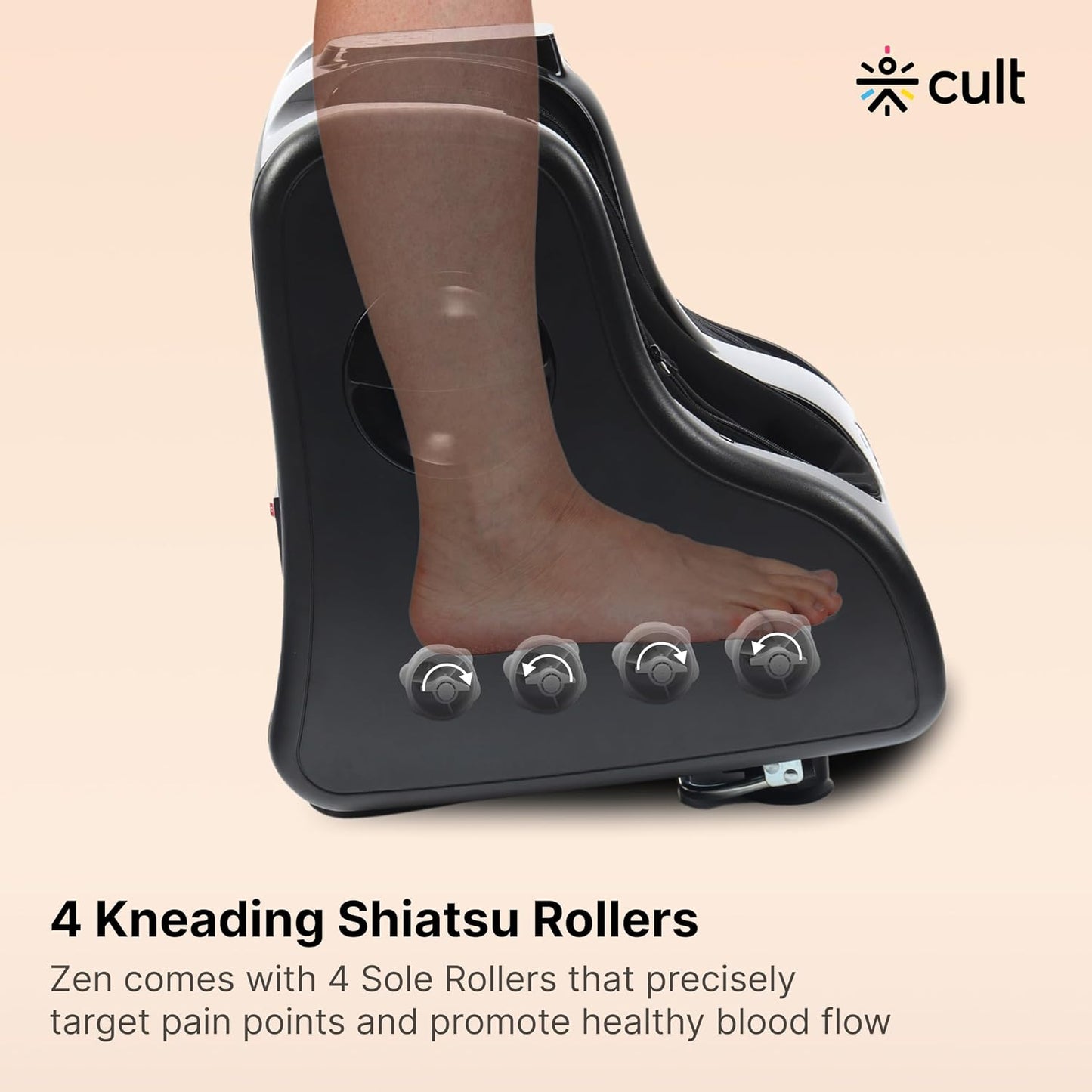 CULT ZEN Foot & calf massager with Air Compression, Vibration & Warm Therapy, Pain Relief, Improves Blood Circulation, Suitable for Home usage
