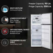 LG 398 L Frost Free Double Door 3 Star Convertible Refrigerator with Smart Inverter Compressor (Shiny Steel, GL-S422SPZX)