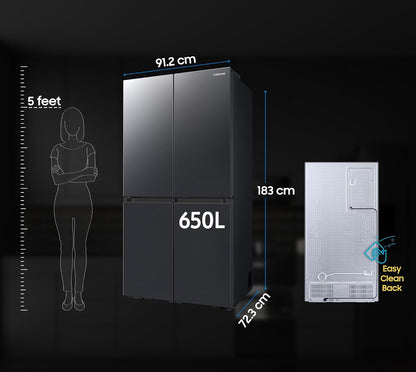 Samsung Smart Choice 650 L, Convertible, Digital Inverter, Frost Free, French Door Refrigerator (RF65DG90BDSGTL, Black, Black Caviar)