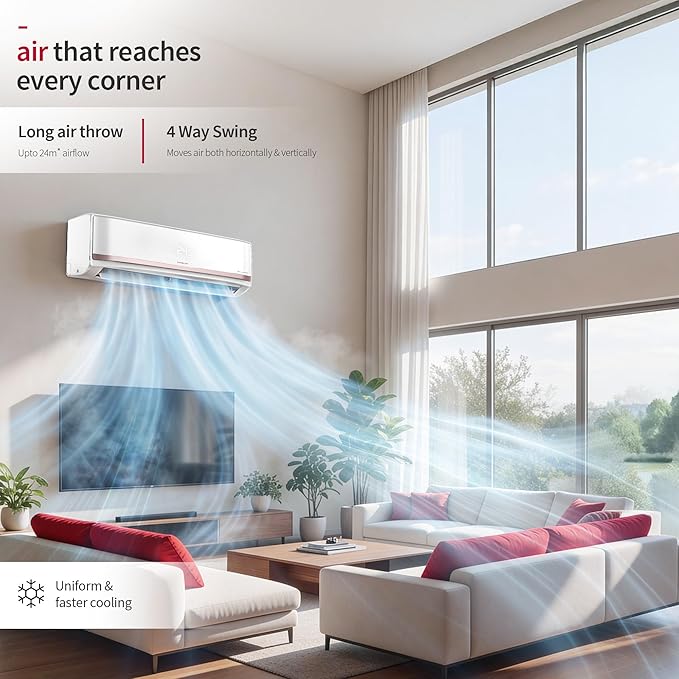 Hitachi 2 Ton 3 Star Heavy Duty Smart Inverter Split AC (Copper, Wi-Fi, Long air throw, Smart View Display, ice Clean, Hybrid Convertible, Anti-Bacterial Mesh Filter, RAS.Y324PCDISL)