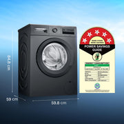 Bosch 8 kg 5 Star Front Load Fully-Automatic Washing Machine, AI ActiveWater,15 Wash Programs, Removes 99.9% Germs with Steam, No Tangle or Wrinkle, Zero Vibration, Black/Grey, WAJ2826CIN