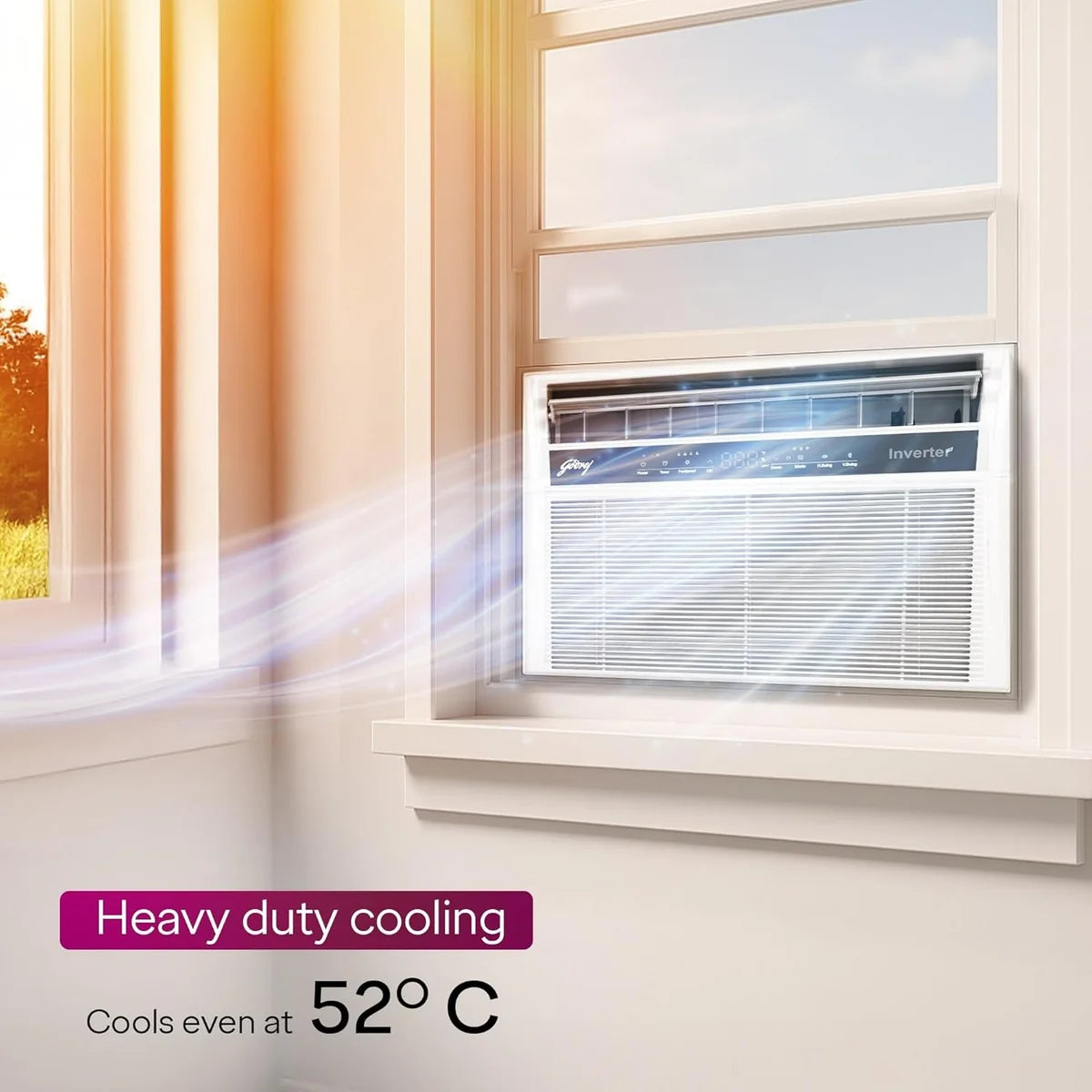 Godrej WIC 18XTC5 WYA 1.5 Ton 5 Star Inverter Window AC | 5-in-1 Convertible Cooling | Copper Condenser | Pure Air Filter| White | Made in India