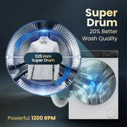Haier 8 kg 5 Star with Powered by AI-DBT, PuriSteam, 525 mm Super Drum, Inverter Motor, Inbuilt Heater, Washer Fully Automatic Front Load Black, White (HW80-IM12929C)