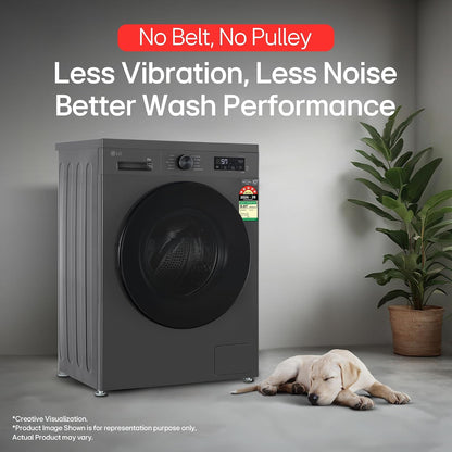 LG 8 kg 5 Star, Inverter Direct Drive Technology, Wi-Fi Enabled, 6 Motion DD, Steam Fully Automatic Front Load with In-built Heater Grey, Black (FHB1208Z4M)