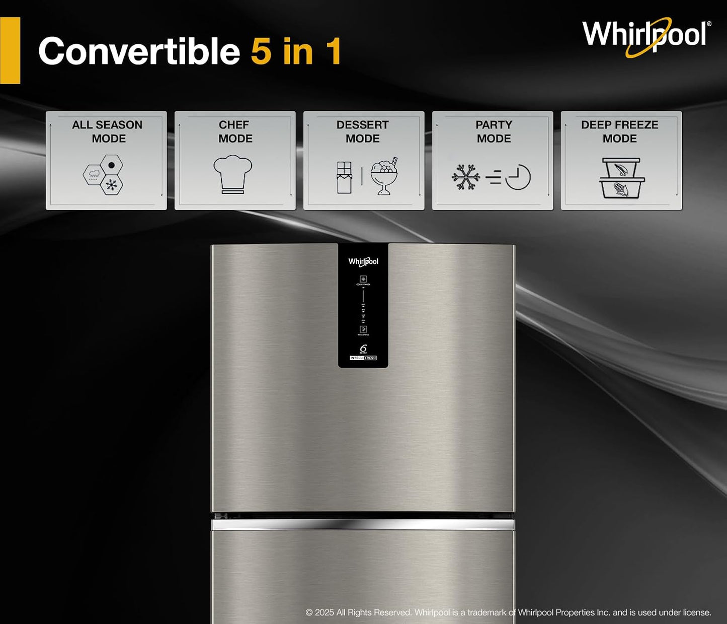 Whirlpool 327 L Frost Free Double Door 3 Star Refrigerator (Illusia Steel, IF INV 375 ILLUSIA STEEL(3S) CONV-Y)