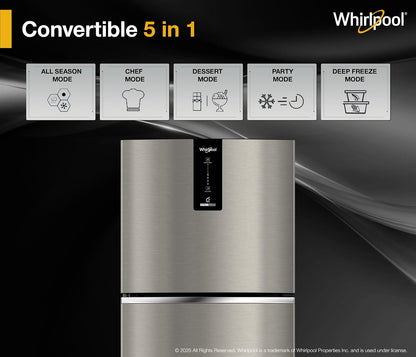 Whirlpool 327 L Frost Free Double Door 3 Star Refrigerator (Illusia Steel, IF INV 375 ILLUSIA STEEL(3S) CONV-Y)