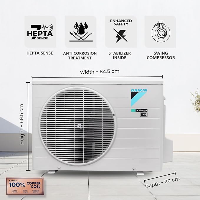 Daikin 1.8 Ton 3 Star Inverter Split Ac (Copper, GTKL60XV16 / RKLG60XV16, White )