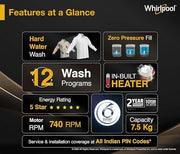 Whirlpool 7.5 Kg 5 Star StainWash Magic Clean PRO Fully Automatic Top Load Washing Machine (MAGIC CLEAN PRO SW 7.5 (H) GREY 10YMW with In-Built Heater)