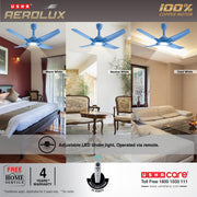 USHA Aerolux EX7 1320 mm Premium Design, Silent Ceiling Fan with Remote Control & LED Under Light (Biscay Blue)
