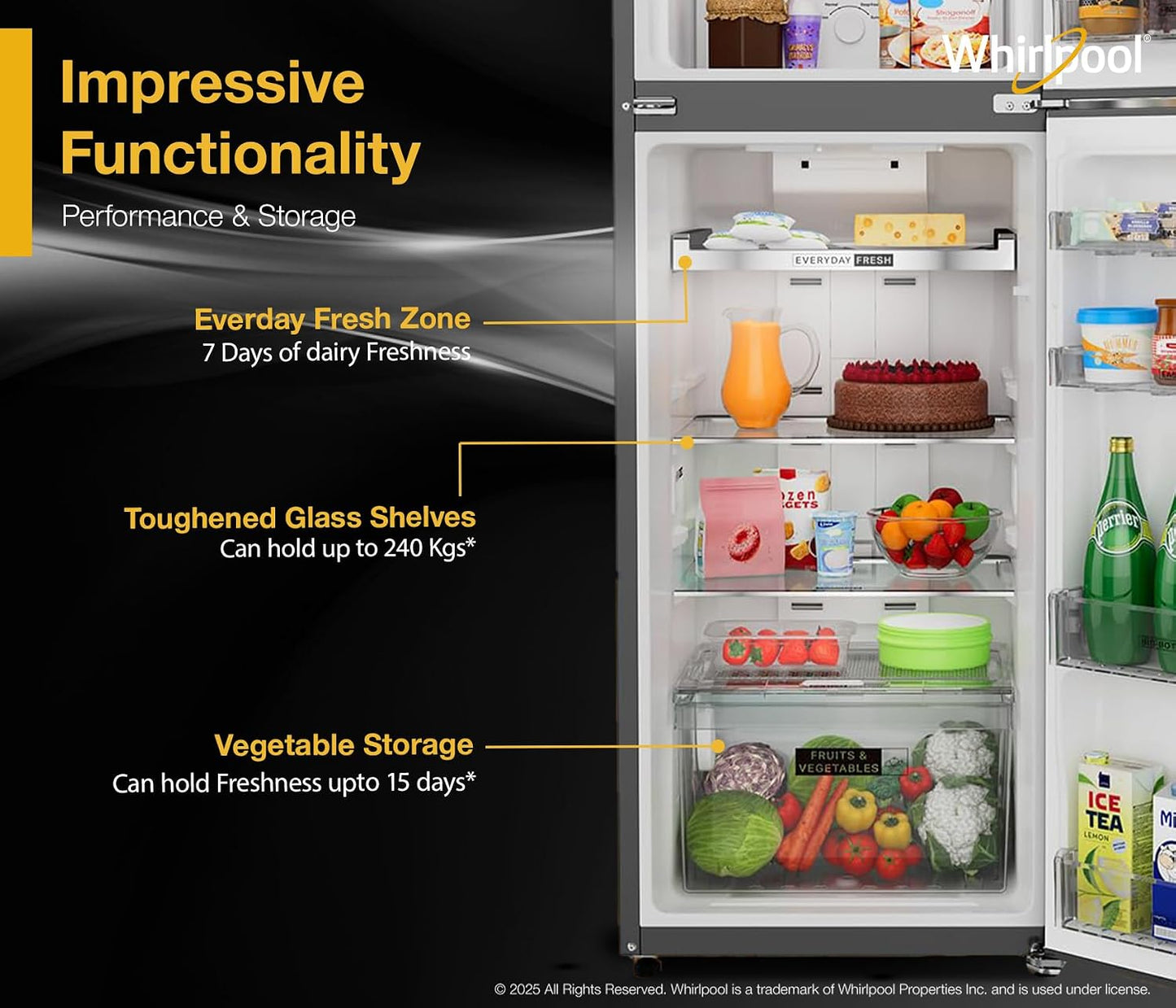 Whirlpool 327 L Frost Free Double Door 3 Star Refrigerator (Illusia Steel, IF INV 375 ILLUSIA STEEL(3S) CONV-Y)
