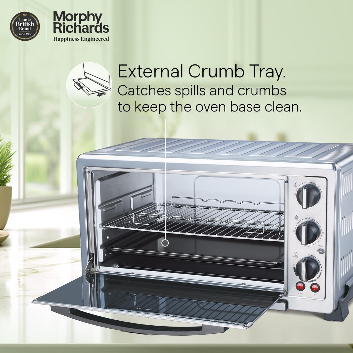 Morphy Richards 60 RCSS OTG |Large Capacity - 60 Litres |Motorised Rotisserie |Mirror Finish Door Stainless Steel Body | 2 Year Product Warranty