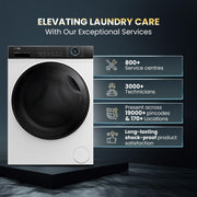 Haier 8 kg 5 Star with Powered by AI-DBT, PuriSteam, 525 mm Super Drum, Inverter Motor, Inbuilt Heater, Washer Fully Automatic Front Load Black, White (HW80-IM12929C)