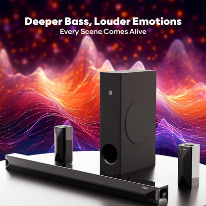 GOVO GoSurround 955 Pro |320W Sound bar, True 5.1 Channel Home Theatre, Mega subwoofer, HDMI, Opt, AUX, USB & Bluetooth, 3 Equalizer Modes, Stylish Remote & LED Display (Black)