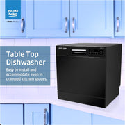 Voltas Beko, A Tata Product, 8‑Place Settings(fits up to 45 utensils) Table top Dishwasher, Suitable for All Types of Utensils (DT8B, Black) with Hygiene Wash