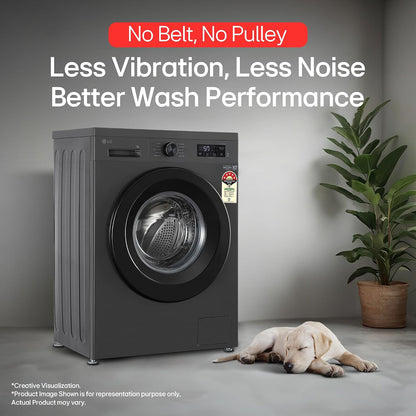 LG 7 kg 5 Star, Inverter Direct Drive Technology, 6 Motion DD, Reduce germs & allergens with steam cycles, In-built Heater & Touch Panel Fully Automatic Front Load with In-built Heater Black, Grey (FHB1207Z2M)