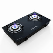 Lifelong 2 Burner Gas Stove Top for Kitchen - Manual Ignition Cooktop Modern Glass Stove for Modular Kitchen, ISI...