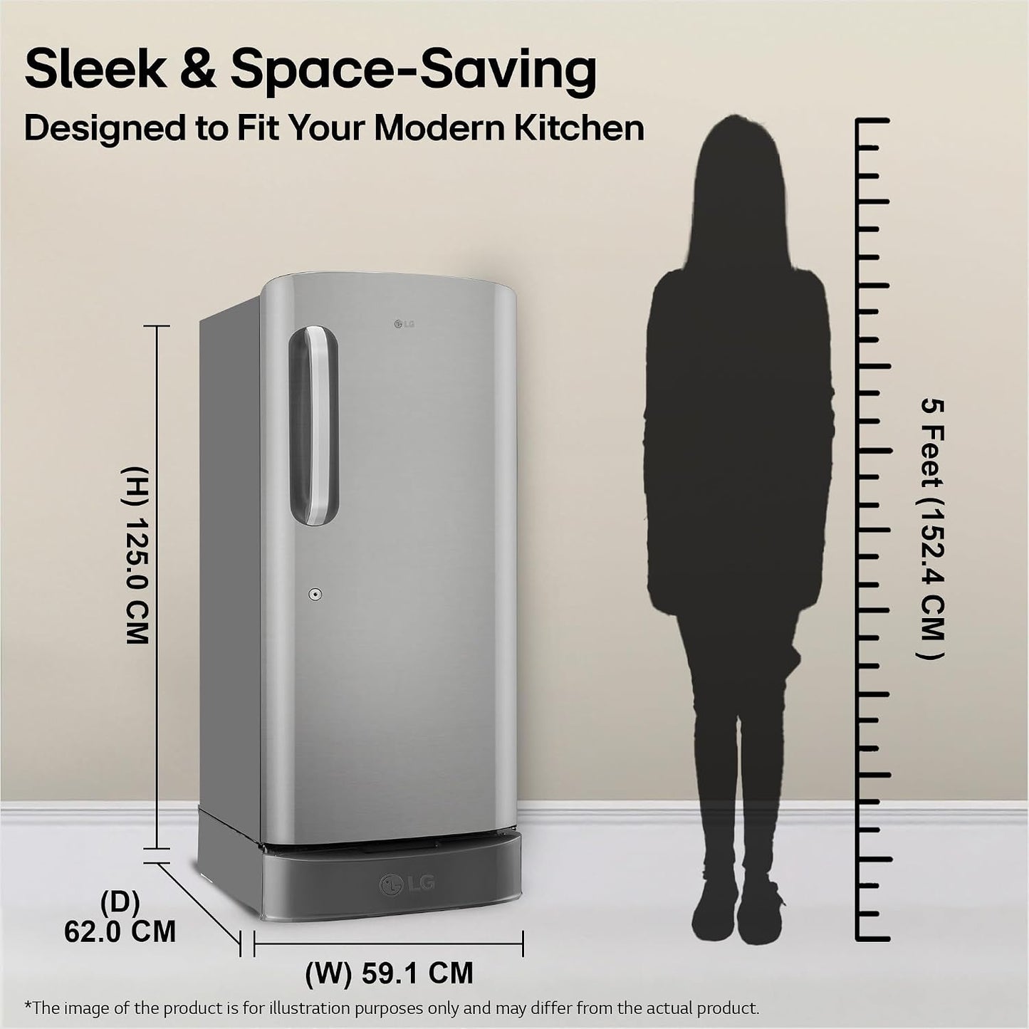 LG 210 L, 5 Star, Smart Inverter, Direct Cool Single Door Refrigerator (GLD2256ZAPZ, Shiny Steel, Fit Max Chiller Tray, Base stand with Drawer & Runs on Home Inverter)