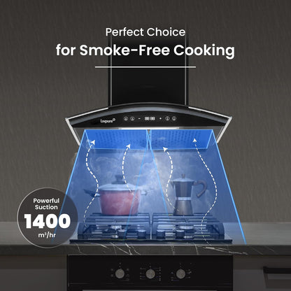 Livpure ETERNA-BLDC-60-FL-HAC 1600 CMH 60 cm Auto Clean Chimney (Wall Mounted, Black)
