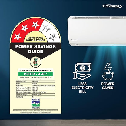 Daikin 1.8 Ton 3 Star Inverter Split Ac (Copper, GTKL60XV16 / RKLG60XV16, White )