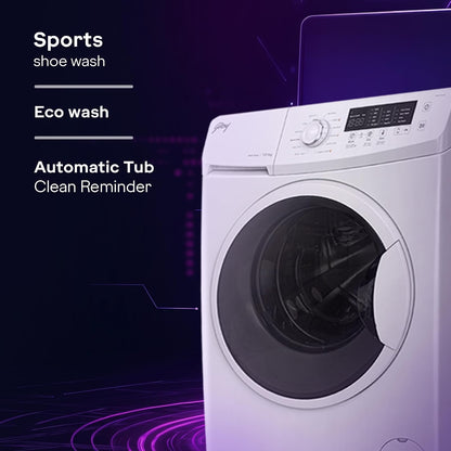 Godrej 8 Kg 5 Star, AI Powered, Inbuilt Heater, Fabrisafe Drum, Eco Wash, Unbalanced Load Sensor, Stain wash, Fully Automatic Front Load Washing Machine (WFEON CRS 8012 5.0 FKEDM GLWH, Glacial White)