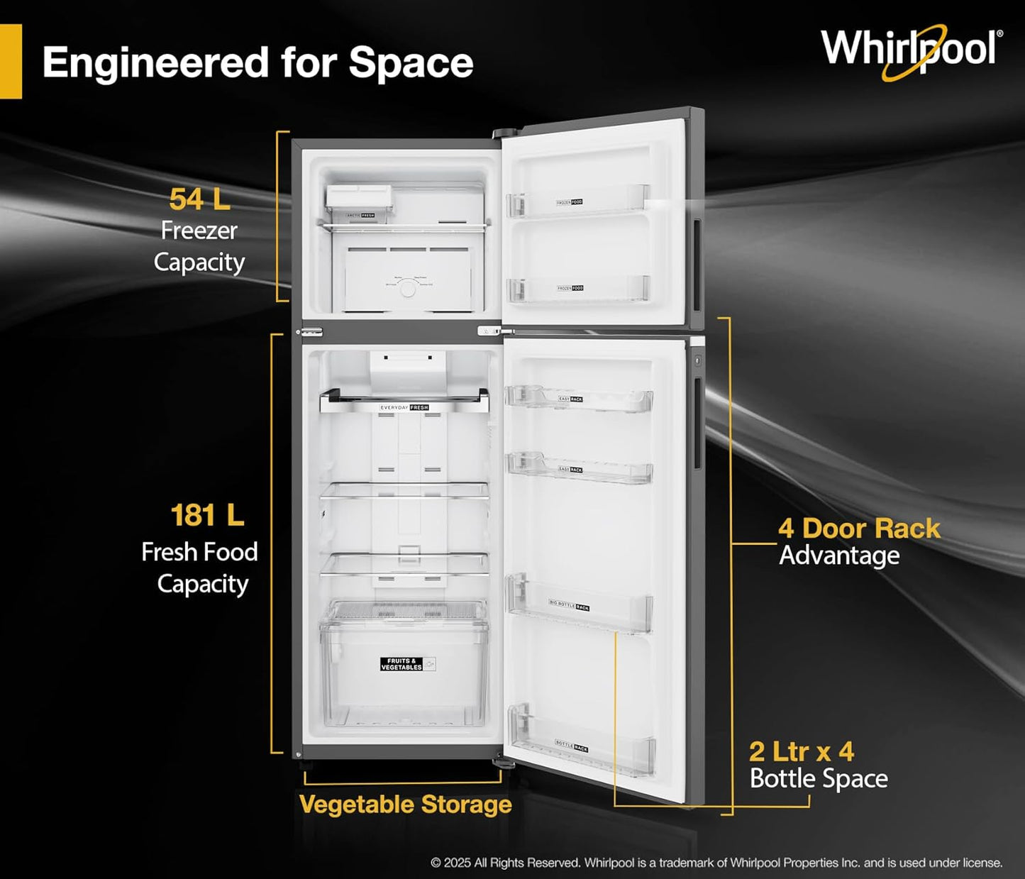 Godrej 244 L 4 Star 5 Years Comprehensive Warranty | AI Powered | Convertible Freezer 6-In-1 Inverter Frost Free Double Door Refrigerator RT EONVALOR 280D RCIF FS ST, Fossil Steel